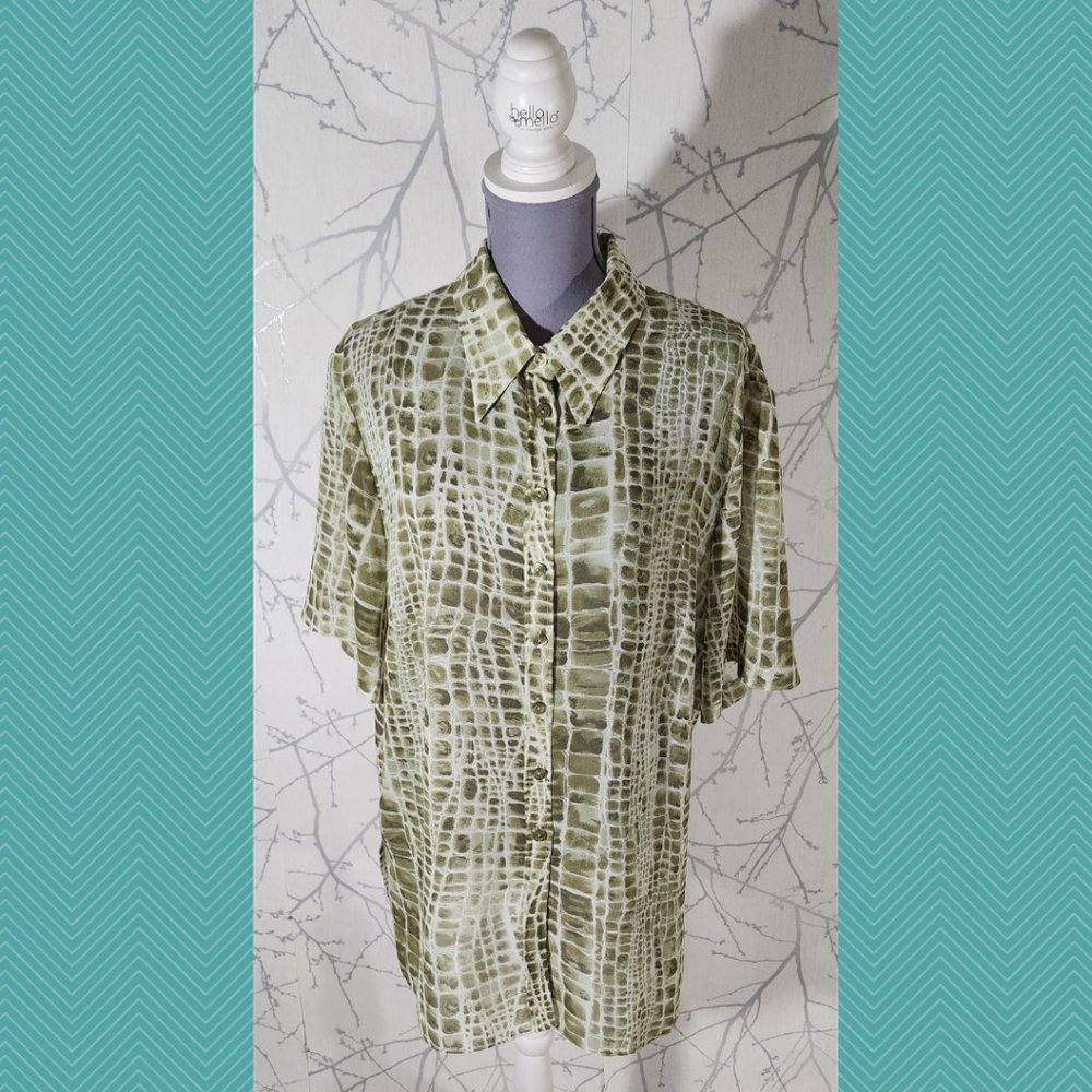 Woolworths Green Crocodile Print Button Front Tunic Shirt
